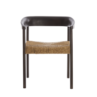 Light & Living Delmar fauteuil - hout donker bruin + zeegras