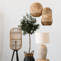 Tripoli hanglamp Ø42x47cm rotan naturel/wit van het woonmerk Light & Living