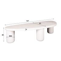 Fraaai Vero organische salontafel - 157 cm - marmer - wit
