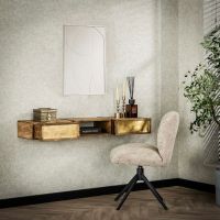 Fraaai Kelsie kaptafel 2L - brass/massief mango bruin