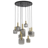 Lekar hanglamp Ø83.5 cm 9L antiek brons/smoke glas van het woonmerk Light & Living