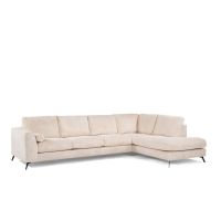 Vurna Amber 3-zits hoekbank rechts ribstof - beige/poot zwart