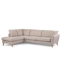 Vurna Kenya 3-zits hoekbank links stof - beige/poot eiken