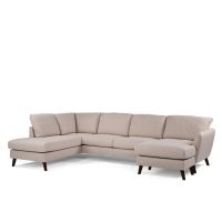 Vurna Aida 3-zits U-bank links stof - beige/poot zwart