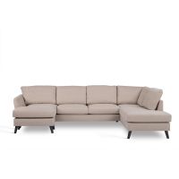 Vurna Aida 3-zits U-bank rechts stof - beige/poot zwart