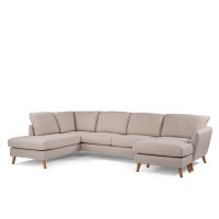 Vurna Darcy 3-zits U-bank links stof - beige/poot eiken