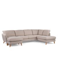 Vurna Darcy 3-zits U-bank rechts stof - beige/poot eiken