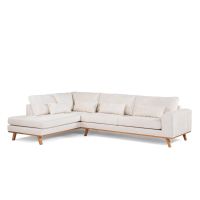 Vurna Loris 3-zits hoekbank links stof - champagne