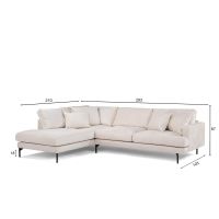 Vurna Christie 3-zits hoekbank rechts stof - champagne