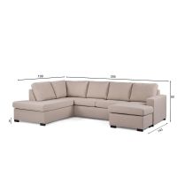 Vurna Eddie 3-zits hoekbank rechts stof - beige