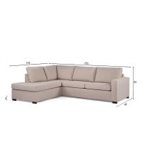 Vurna Angel 3-zits hoekbank links stof - beige