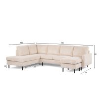 Vurna Silon 3-zits hoekbank links ribstof - beige