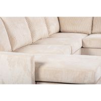 Vurna Silon 3-zits hoekbank rechts ribstof - beige