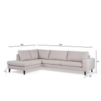 Vurna Cover 3-zits hoekbank rechts stof - grijs