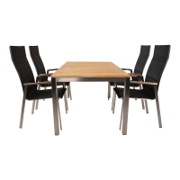 Stapelstoel hoge rug Marmaris RVS - zwart