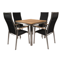 Stapelstoel hoge rug Marmaris RVS - zwart