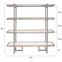 Dutchbone Class wandrek MDF 40x140x146 cm bruin/goud