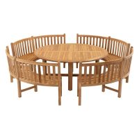 Ronde bank teak 200x53x92cm