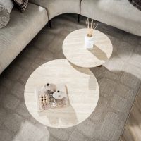 Fraaai Dexter salontafel set van 2 rechthoekige poot - mdf/keramiek travertine