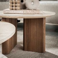 Fraaai Dexter salontafel set van 2 rechthoekige poot - mdf/keramiek travertine