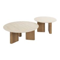 Fraaai Dexter salontafel set van 2 rechthoekige poot - mdf/keramiek travertine