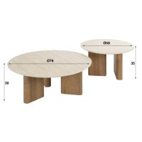 Fraaai Dexter salontafel set van 2 rechthoekige poot - mdf/keramiek travertine