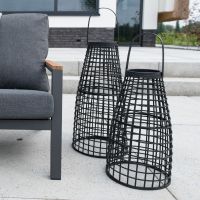 Lantaarn Anzu Zwart met LED - Set van Twee