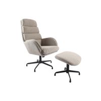 Nordic Home Stein relaxfauteuil & voetbank set - bouclé taupe
