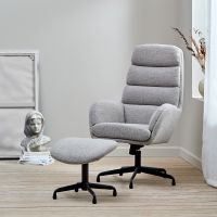 Nordic Home Stein relaxfauteuil & voetbank set - bouclé taupe