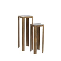 Light & Living Oxe pilaar set van 2 - antiek brons/smoked glas