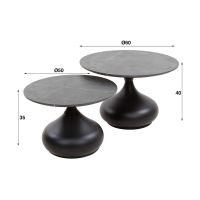 Fraaai Juno ronde salontafel - set van 2 - zwart