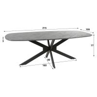Fraaai Marco eettafel 215 cm deens ovaal - zwart marmer look