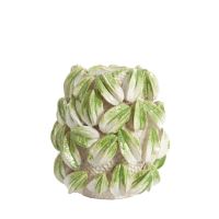Light & Living Carambola vaas keramiek 32x31,5x36,5 cm - crème/groen