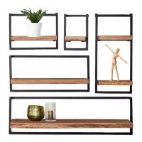 Fraaai Woody metaal wandplank - bundel set van vijf 100x100 cm
