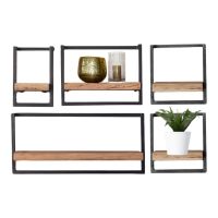 Fraaai Woody metaal wandplank - bundel set van vijf 100x65 cm