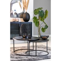 Light & Living Talca salontafel set van 2 Ø67,5x39,5+Ø75x45 cm - zwart