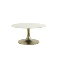 Light & Living Rickerd salontafel Ø76x36 cm - wit marmer+antiek brons