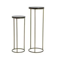 Light & Living Sobrina zuil set van 2 - zwart agaat/antiek brons