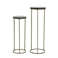 Light & Living Sobrina zuil set van 2 - zwart agaat/antiek brons