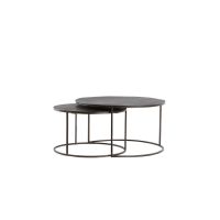 Light & Living Talca salontafel set van 2 Ø61x37+Ø76x41 cm - donkerbruin