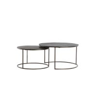 Light & Living Talca salontafel set van 2 Ø61x37+Ø76x41 cm - donkerbruin