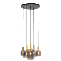 Lekar hanglamp Ø66 cm 5L antiek brons/smoke glas van het woonmerk Light & Living