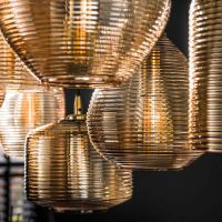 Fraaai Ruby hanglamp gestreept glas 7L - amberkleurig