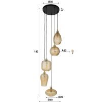 Fraaai Holly hanglamp 5L getrapt - amberkleurig glas