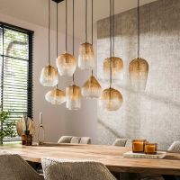 Fraaai Summer hanglamp 5+4 dot patroon - amberkleurig glas