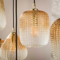 Fraaai Summer hanglamp 5+4 dot patroon - amberkleurig glas