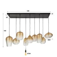 Fraaai Summer hanglamp 5+4 dot patroon - amberkleurig glas