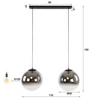 Fraaai Mathew hanglamp 2L - zwart