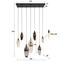 Fraaai Carmen hanglamp 4+3 cocoon mix glas - zwart