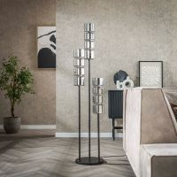 Fraaai Duncan vloerlamp 3L getrapt cylinder glas - artic zwart